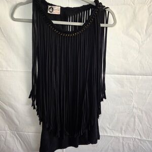 Lanvin Black Fringe Blouse
